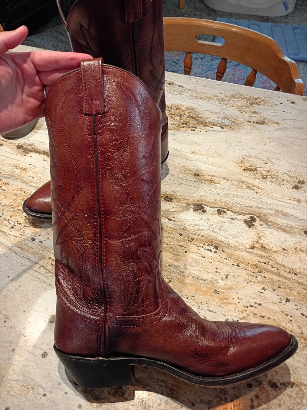 Women's Size 9 Burgundy/Brown Leather Western Boots - Picture 6 of 7